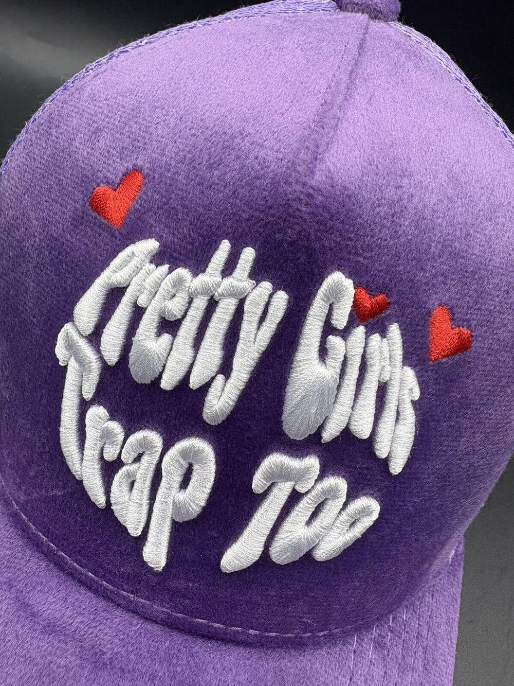 Custom Trucker Valentines Hat Pretty Girls Trap Too Purple Pink Snap Back
